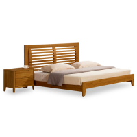 時尚屋  米堤柚木色5尺床片型雙人床(不含床頭櫃-床墊)