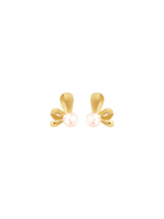 ต่างหูผู้หญิงทองคำประดับไข่มุก Royal Ribbon Collection 165E1002-18
