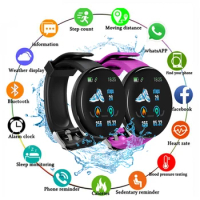 D18 Smart Watch Heart Rate Monitor Men's Women's Smartwatch Round Fitness Digital Watches for Men Women Band Bracelet PK D20 Y68