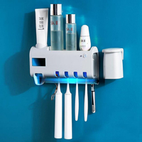 牙刷架智慧牙刷消毒器紫外線殺菌電動衛生間免打孔墻壁收納盒牙刷置物架  交換禮物全館免運