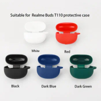 Washable Silicone Case Anti-fall Soild Color Earbuds Protective Case Dustproof Earbuds Sleeve for Realme Buds T110 Home/Travel