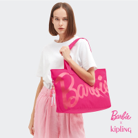 KIPLING x BARBIE 活力粉色大容量拉鏈托特包-JACEY M