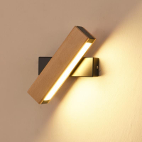 壁燈射燈 北歐壁燈 原木臥室床頭燈 過道簡約現代創意可旋轉變光LED閱讀壁燈