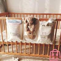 純棉嬰兒床收納袋掛袋寶寶床頭收納床邊儲物置物袋【聚寶屋】