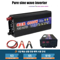 Pure Sine Wave Inverter 2000W 3000W 4000W Power 12V 24V To AC 220V Voltage 50/60HZ Converter Solar Car Inverters With LED Dis