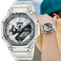 【CASIO 卡西歐】G-SHOCK 40周年Clear Remix 透明錶盤 八角形雙顯錶(GA-2140RX-7A 防水200米)
