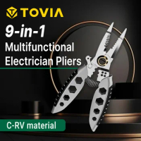 9 in 1 Wire Pliers Multifunctional Electrician Peeling Network Cable 7-inch Stripping Crimping Striping External hex wrench tool