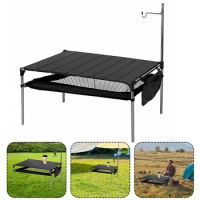 Portable Grill Table Camping Aluminum Alloy Table with Light Pole Collapsible Picnic Table Multifunctional Barbecue Picnic Table