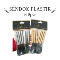 Sendok Kopi Set Isi 8pcs Sendok Teh Plastik Hitam & Coklat Special for Cafe