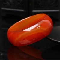 Natural Red Jade Bangle Bracelet Hand-Carved Charm Jewelry Fashion Accessories for Men Women Round Bangle