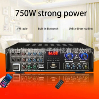750W 220V USB High Power Bluetooth Power Amplifier Audio Professional Stage Home Amplifier Subwoofer Karaoke Amplifier