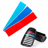 3Pcs/Set Car Stickers Decals Front Grill Grille Stripes Tri-Color For BMW M3 M5 M6 320i 325 330 E46 E39 E60 E90 X1 X3 X5