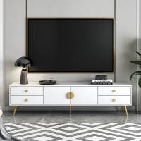 TV Console with 4DrawersLight Luxury Living Room Simple TV Cabinet Modern Combination Simple New Wall Cabinet Decoration Ornaments Small Solid Wood Side Cabinet