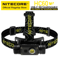 NITECORE HC60 V2 USB-C Rechargeable Headlamp 1200 Lumens 180° Adjustable Angle Headlight Flashlight with 3400mAh 18650 Battery