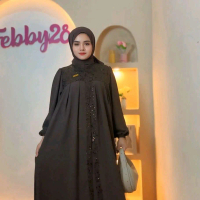 [SET HIJAB Zelindra]  Zelindra Spangle Abaya Mewah Dress Gamis Crinkle  Airflow dan Tille Squin Free