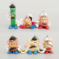 New 6pcs Disney Toy Story Mr. &amp; Mrs. Potato &amp; Mr. Cucumber Characters Keychain PVC Sculpture Series Model Toys &amp; Gifts HEROCROSS