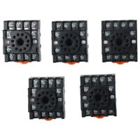 5pcs Plastic 11 Pin Small Relay Base Portable Copper Black PF113A Relay Base Yellow Silver Fillet Relay Base Electrician