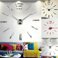 DIY modern design 3D Wall Clock when Home Decor Mirror Living Room Large Art Design Acrylic Mirror Stickers Quartz Needle Watch