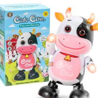 Mainan Robot Tari Sapi Cute Cow - Bahan Plastik ABS Ramah Lingkungan, Dilengkapi Musik & Lampu LED, 
