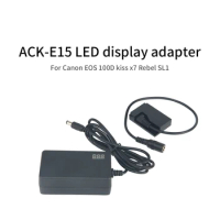 ACK-E15 AC Adapter Kit LED Display DR-E15 DC Coupler LP-E12 Dummy Battery for Canon EOS Rebel SL1 100D Kiss X7 AC Adapter Kit