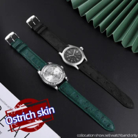 For Rolex Hamilton Citizen soft handmade ostrich leather watchband 19mm 20mm 21mm 22mm watch straps Men metal buckle accessories