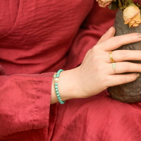 綠松石手鍊珍珠手環-清照9K金珠串珠女飾品73yl12【米蘭精品】