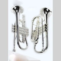 High quality cornet Bb B flat instrument MCR-300S with hard case, mouthpiece, cloth and gloves, silver plated