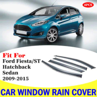 FOR Ford Fiesta/ST Hatchback Sedan window visor car rain shield deflectors awning trim cover exterior rain cover car accessories