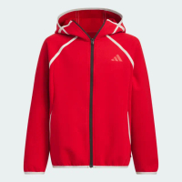 【adidas 愛迪達】外套 童裝 大童 男女童 運動連帽外套 JK KN JKT HOODY 紅 JN4376