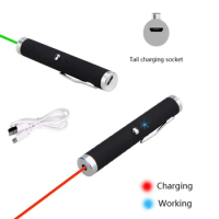 USB Keychain Green Laser Pointer Pen Built-in Rechargeable Battery USB Charging Lazer Pointer For Office and Teaching