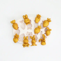 Silicone Mold Cute Rabbit Radish Kitchen Resin Baking Tool Dessert Chocolate Decoration Supplies DIY Cake Pastry Fondant Moulds