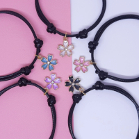 Gelang Couple Aesthetic Bestie Pacar Tali Korea Style Liontin Bunga Coupel Bareng Doi Pacar Murah