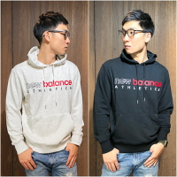 美國百分百【全新真品】New Balance 帽T NB 連帽長袖T恤 休閒 logo 經典款 男 黑色 BB32