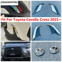 Front / Rear Bumper Fog Light Lamp Eyelid Eyebrow Strip Frame Cover Trim For Toyota Corolla Cross 2021 - 2023 Chrome Accessories