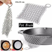 Stainless Steel Cast Iron Cleaner Chain Mail Scrubber Brush Pan Net Home Cookware Kitchen Tool Clean Accessories