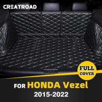 Auto Full Coverage Trunk Mat For HONDA Vezel 2015-2022 21 20 19 18 17 16 Car Boot Cover Pad Cargo Interior Protector Accessories