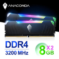 ANACOMDA巨蟒 ET 東方沙蟒 DDR4 3200 16G(8GX2) RGB桌上型記憶體 黑