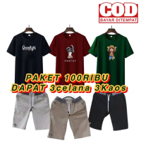 Setelan Pria 100Ribu Dapat 3Kaos+3Celana Celana Kaos Pendek Poliester Lengan Pendek - Bahan Polyeste
