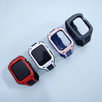 New Design TPU Case with Silicone Strap Band for iWatch 42mm WristBand Bracelet For Apple Watch Series 5 4 44mm Watchband correa