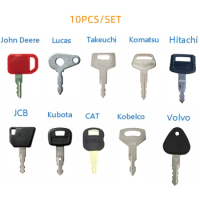 10Pcs key Machinery Master key Set For Hitachi Kubota Komatsu Kobelco Agricultural Machinery Digger Plant Dumper Dozer Roller SP
