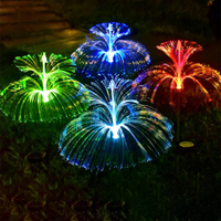 LED Solar Double Layer Fiber Optic Jellyfish Fireworks Light Outdoor Courtyard Decorative Colorful Atmosphere Light