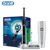 Oral B Pro4000 Electirc Toothbrush 3D Sonic Tooth Brush Inductive Charge Waterproof 4 Cleaning Modes for Adult Teeth Whitening