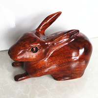 大號小號桃木兔小擺件 玉兔吉祥 木雕兔子 木質兔家居風水擺飾