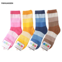 3-12 Yrs Children's Socks Toddlers Rainbow Strip Terry Towel Socks for Girls Cotton Boys Short Socks Winter Warm Thick