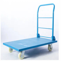 500kg Steel Warehouse Workshop Industrial Logistics Foldable 4 Wheel Platform Hand Push Trolley