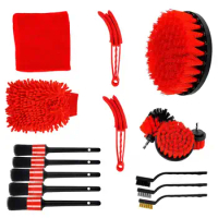 16Pcs Car Detailing Brush Kit for Cleaning Wheel Tires Rims Drill Brush Wire Brush Air Vent Brush Car Wash Towel