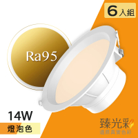 【臻光彩】LED崁燈14W 小橘護眼_燈泡色6入組(Ra95 /德國巴斯夫專利技術)