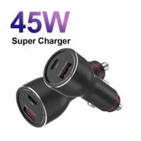 ILEPO 45W Fast Charger Cigar Lighter Car Charger For iPhone12 11 Pro max Samsung HUAWEI PD 20W Type C QC3.0 25W Quick Charge