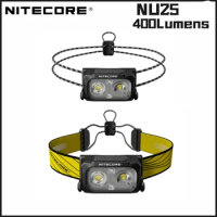 NITECORE NU25 UL Rechargeable Headlamp 400Lumens Dual beam Equipped with spotlight +floodlight Ultra Lightweight Head Flashlight