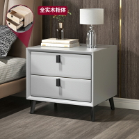 床頭櫃 ● 床頭櫃簡約現代臥室感實木床邊櫃儲物櫃子 小型 皮質置物架